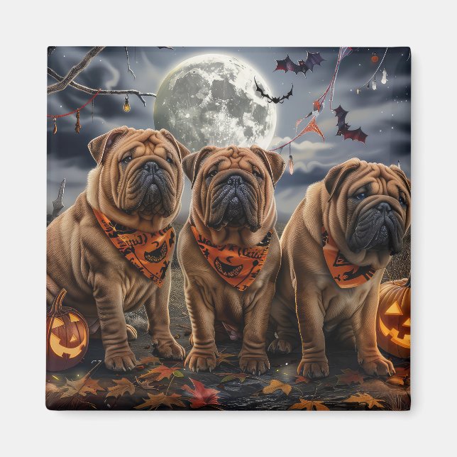 Shar Pei Halloween Spooky Magnet (Vorne)