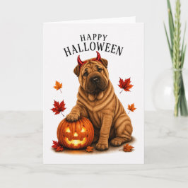 Shar Pei Halloween Teufelshund Karte