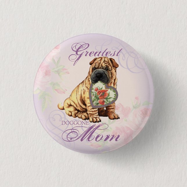 Shar-Pei Heart Mama Button (Vorderseite)