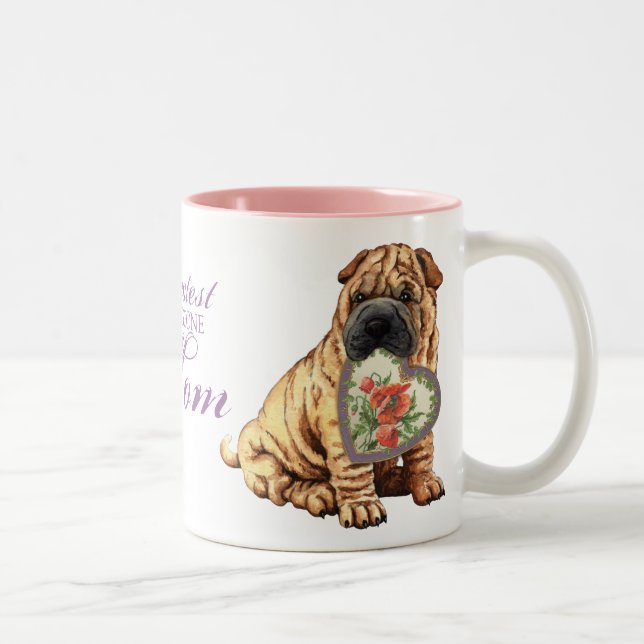 Shar-Pei-Herz-Mama Zweifarbige Tasse (Rechts)