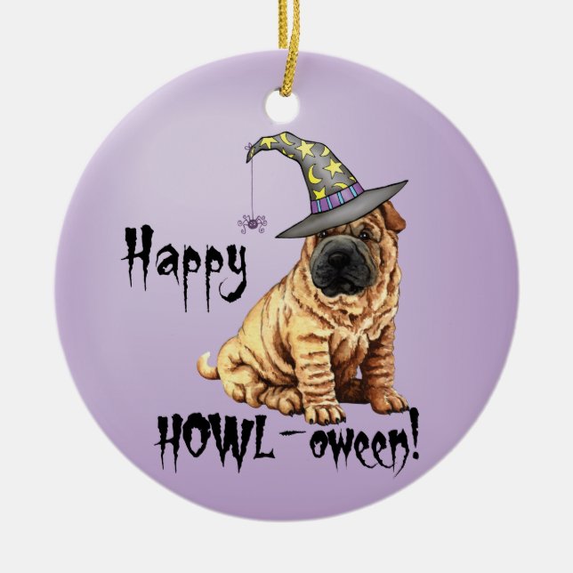 Shar-Pei-Hexe-Keramik Keramik Ornament (Vorne)