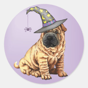 Shar-Pei-Hexenheftkleber Runder Aufkleber