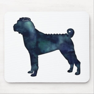 Shar-Pei-Hund bricht Schwarze Wasserfarbe Silhouet Mousepad