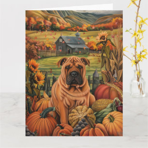 Shar Pei Hund Erntedankfest Karte