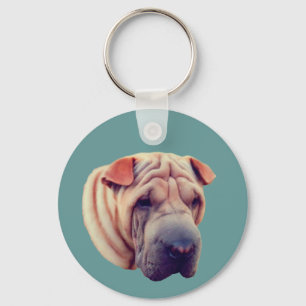 Shar Pei Hund Gesicht Tier Schlüsselanhänger