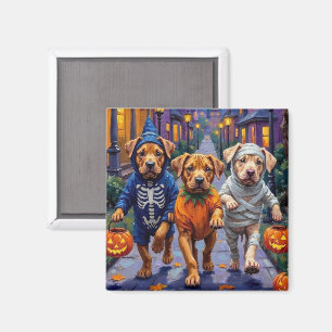 Shar Pei Hunde beim Trick-or-Treaten Halloween-Kos Magnet