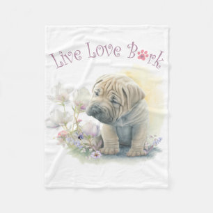 Shar-pei-Hundemutter-Blumen Fleecedecke
