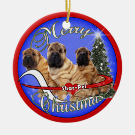 SHAR-PEI HUNDEweihnachtsverzierung Keramik Ornament