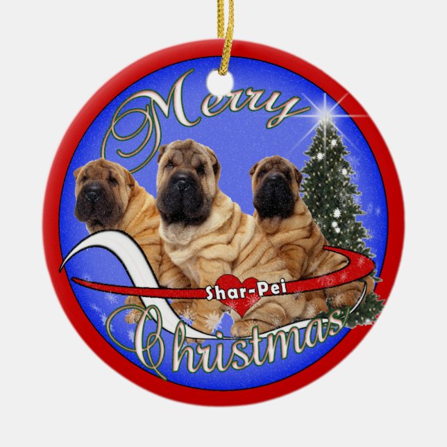 SHAR-PEI HUNDEweihnachtsverzierung Keramik Ornament (Vorne)