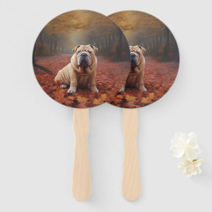 Shar Pei im Herbst Leaves Fall Inspiriert Fächer