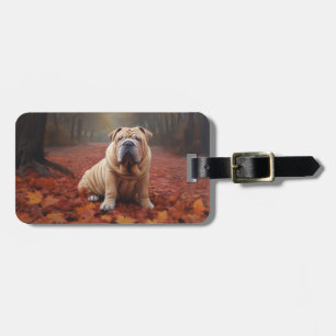 Shar Pei im Herbst Leaves Fall Inspiriert Gepäckanhänger