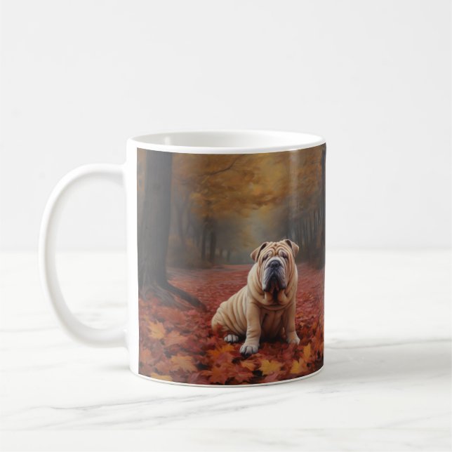 Shar Pei im Herbst Leaves Fall Inspiriert Kaffeetasse (Links)