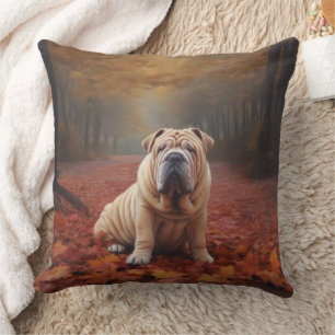 Shar Pei im Herbst Leaves Fall Inspiriert Kissen