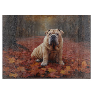 Shar Pei im Herbst Leaves Fall Inspiriert Schneidebrett