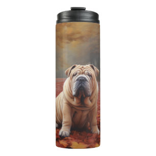 Shar Pei im Herbst Leaves Fall Inspiriert Thermosbecher