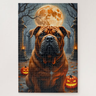 Shar-Pei im verlassenen Tempel Halloween-Porträt-K Puzzle