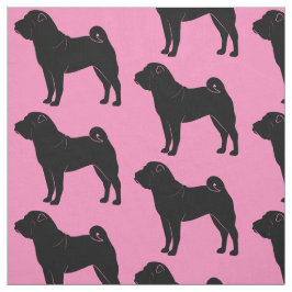 Shar Pei in der Silhouette auf Rosa Stoff