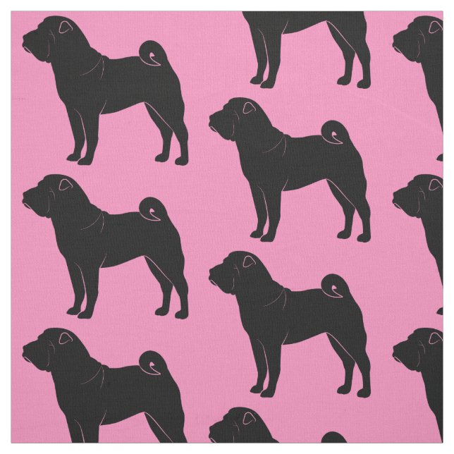 Shar Pei in der Silhouette auf Rosa Stoff (Muster)
