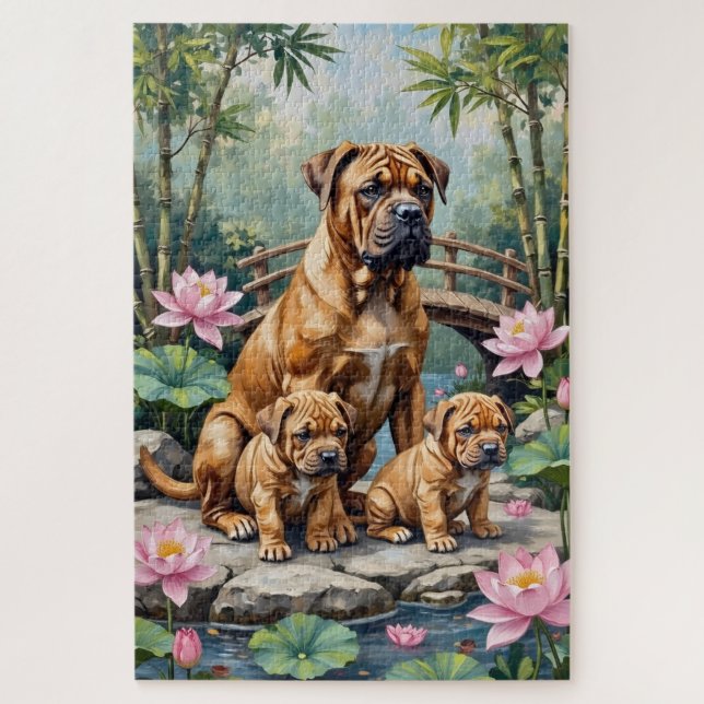 Shar-Pei Lotusgarten Kunst Puzzle (Vertikal)