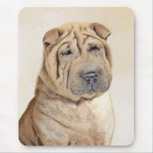 Shar Pei Malerei - Niedliche Original Hunde Kunst Mousepad