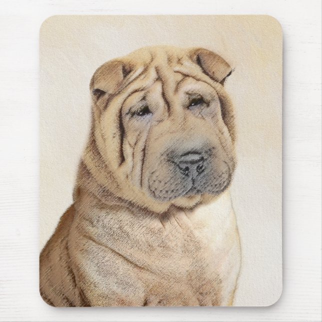 Shar Pei Malerei - Niedliche Original Hunde Kunst Mousepad (Vorne)