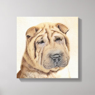Shar Pei Malerei - niedliche ursprüngliche Leinwanddruck