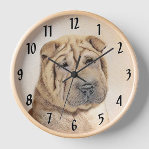 Shar Pei Malerei - Süße originelle Hundekunst Uhr