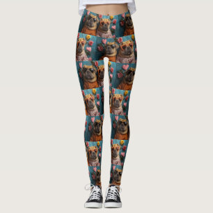 Shar Pei mit Herz-Rose Valentinstag Leggings
