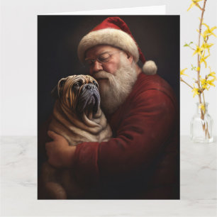 Shar Pei mit Weihnachtsmann Festliches Weihnachten Karte