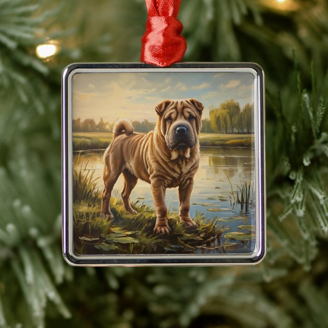 Shar Pei Ornament Aus Metall (Baum)