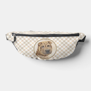 Shar Pei Painting Fawn Wrinkle Original Dog Art Bauchtasche