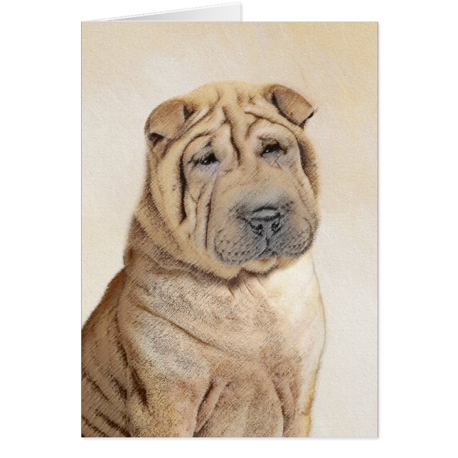 Shar Pei Painting - Niedliche Original Dog Art (Vorne)