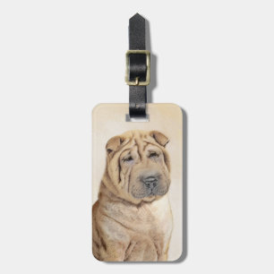 Shar Pei Painting - Niedliche Original Dog Art Gepäckanhänger