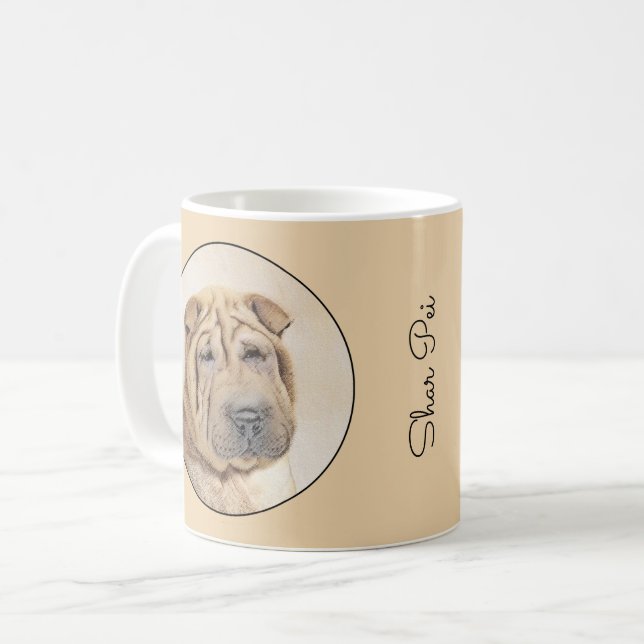 Shar Pei Painting - Niedliche Original Dog Art Kaffeetasse (Vorderseite Links)
