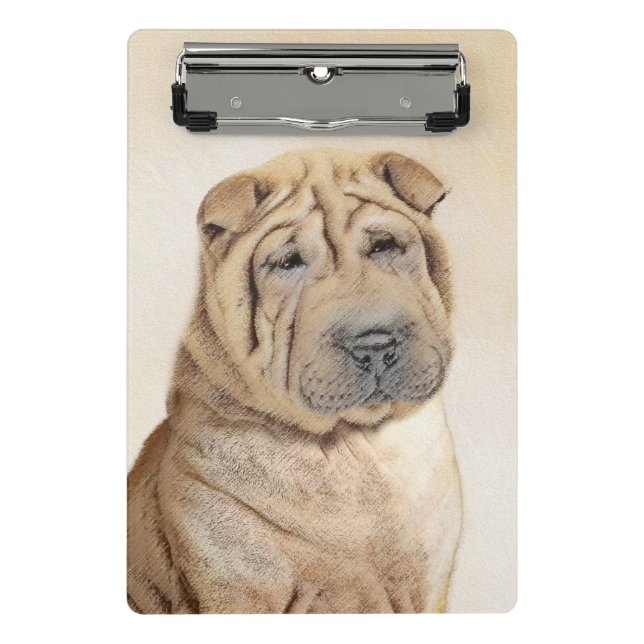 Shar Pei Painting - Niedliche Original Dog Art Mini Klemmbrett (Vorderseite)