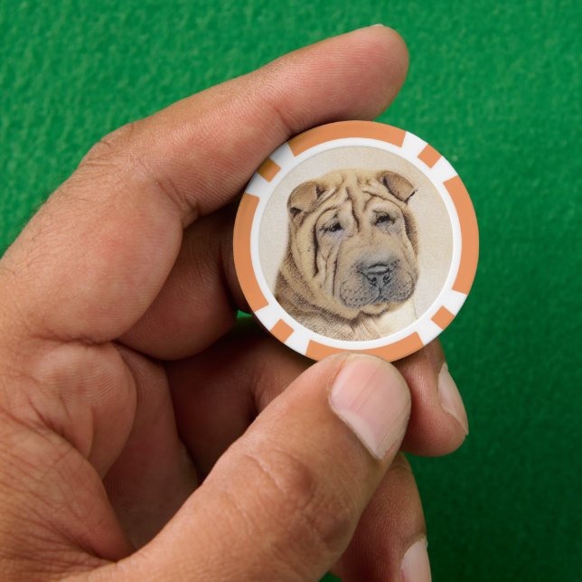 Shar Pei Painting - Niedliche Original Dog Art Pokerchips (Hand)