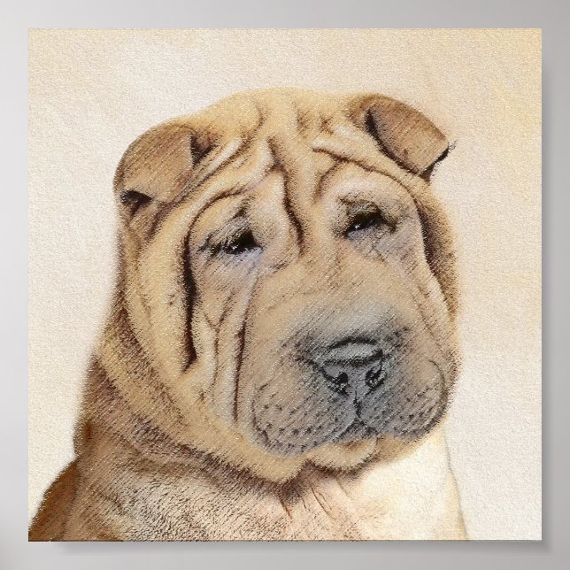Shar Pei Painting - Niedliche Original Dog Art Poster (Vorne)