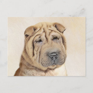 Shar Pei Painting - Niedliche Original Dog Art Postkarte