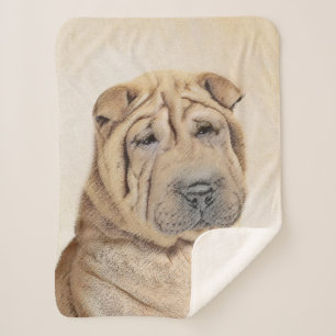 Shar Pei Painting - Niedliche Original Dog Art Sherpadecke