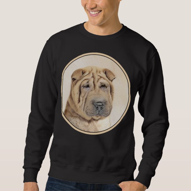 Shar Pei Painting - Niedliche Original Dog Art Sweatshirt (Vorderseite)