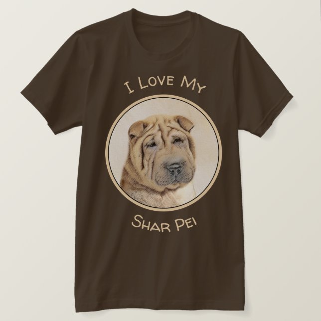 Shar Pei Painting - Niedliche Original Dog Art T-Shirt (Design vorne)