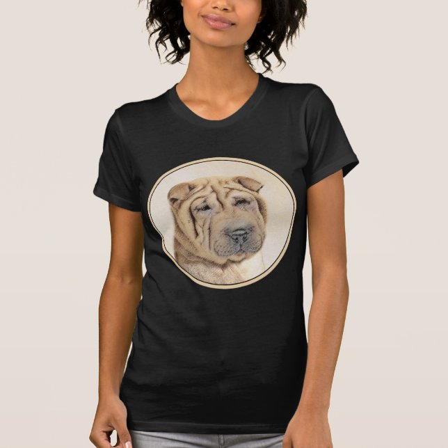 Shar Pei Painting - Niedliche Original Dog Art T-Shirt (Vorderseite)