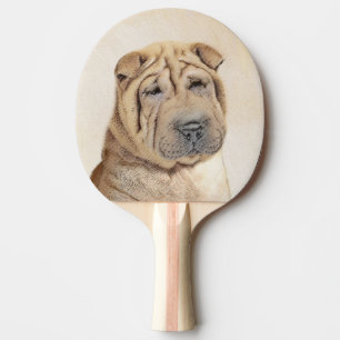 Shar Pei Painting - Niedliche Original Dog Art Tischtennis Schläger