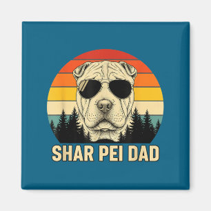 Shar Pei Papa Retro-Sonnenuntergang-Design - Vinta Magnet