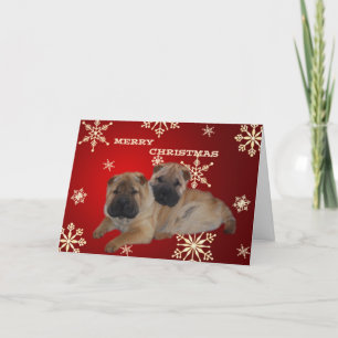 Shar Pei Puppies Snowflake Card Feiertagskarte
