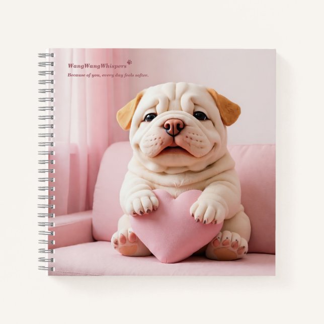 Shar Pei Puppy – Sweet Embrace by WangWang Notizbuch (Vorderseite)