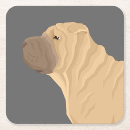 Shar Pei Rechteckiger Pappuntersetzer
