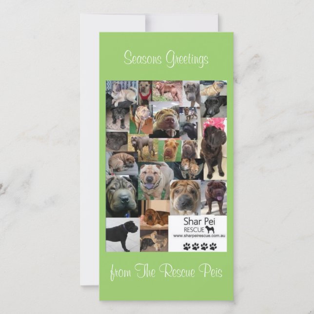 Shar Pei Rescue Xmas Card Feiertagskarte (Vorderseite)