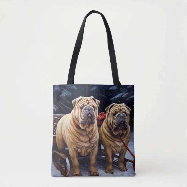 Shar Pei Snowy Sleigh Weihnachtsdekor (Vorderseite)