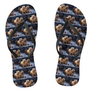Shar Pei Snowy Sleigh Weihnachtsdekor Flip Flops